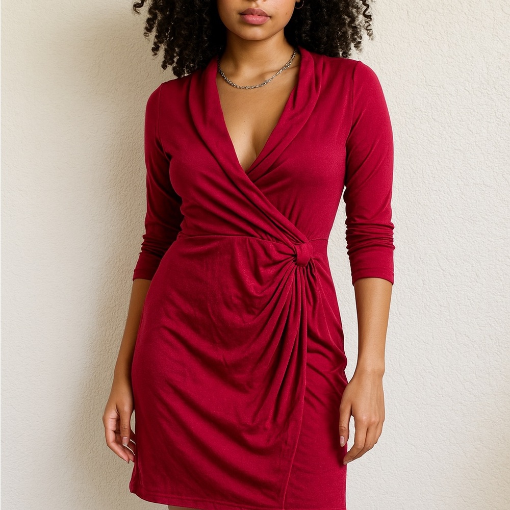 Vintage Catherine‎ Malandrino Deep Red Long Sleeve Dress